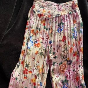 cream floral flower pants.